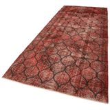 141x386 cm Geometrik Halı Kırmızı Geometrik Yün El Dokuma Modern Geometrik Etnik Eskitme Desenli Boho Oturma Odası Salon Yolluk Koridor Mutfak Halısı