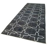 141x400 cm Geometrik Halı Gri Geometrik Yün El Dokuma Modern Geometrik Etnik Eskitme Desenli Boho Oturma Odası Salon Yolluk Koridor Mutfak Halısı