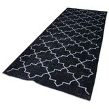 142x350 cm Geometrik Halı Siyah Geometrik Yün El Dokuma Modern Geometrik Etnik Eskitme Desenli Boho Oturma Odası Salon Yolluk Koridor Mutfak Halısı