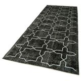 142x390 cm Geometrik Halı Siyah Geometrik Yün El Dokuma Modern Geometrik Etnik Eskitme Desenli Boho Oturma Odası Salon Yolluk Koridor Mutfak Halısı
