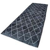 142x415 cm Geometrik Halı Mor Geometrik Yün El Dokuma Modern Geometrik Etnik Eskitme Desenli Boho Oturma Odası Salon Yolluk Koridor Mutfak Halısı