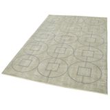 143x216 cm Geometrik Halı Yeşil Geometrik Yün El Dokuma Modern Geometrik Etnik Eskitme Desenli Boho Oturma Odası Salon Yolluk Koridor Mutfak Halısı