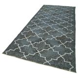 144x374 cm Geometrik Halı Gri Geometrik Yün El Dokuma Modern Geometrik Etnik Eskitme Desenli Boho Oturma Odası Salon Yolluk Koridor Mutfak Halısı