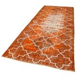 144x380 cm Geometrik Halı Turuncu Geometrik Yün El Dokuma Modern Geometrik Etnik Eskitme Desenli Boho Oturma Odası Salon Yolluk Koridor Mutfak Halısı