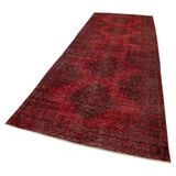 144x400 cm Zile Kırmızı Vintage Yün El Dokuma Modern Geometrik Etnik Eskitme Desenli Boho Oturma Odası Salon Yolluk Koridor Mutfak Halısı