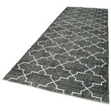 144x417 cm Geometrik Halı Gri Geometrik Yün El Dokuma Modern Geometrik Etnik Eskitme Desenli Boho Oturma Odası Salon Yolluk Koridor Mutfak Halısı