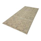 145x316 cm Kareli Kilim Bej Kareli Yün El Dokuma Modern Geometrik Etnik Eskitme Desenli Boho Oturma Odası Salon Yolluk Koridor Mutfak Halısı