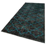 145x375 cm Geometrik Halı Siyah Geometrik Yün El Dokuma Modern Geometrik Etnik Eskitme Desenli Boho Oturma Odası Salon Yolluk Koridor Mutfak Halısı