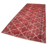 145x382 cm Geometrik Halı Kırmızı Geometrik Yün El Dokuma Modern Geometrik Etnik Eskitme Desenli Boho Oturma Odası Salon Yolluk Koridor Mutfak Halısı