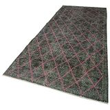 145x384 cm Geometrik Halı Siyah Geometrik Yün El Dokuma Modern Geometrik Etnik Eskitme Desenli Boho Oturma Odası Salon Yolluk Koridor Mutfak Halısı