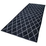145x388 cm Geometrik Halı Siyah Geometrik Yün El Dokuma Modern Geometrik Etnik Eskitme Desenli Boho Oturma Odası Salon Yolluk Koridor Mutfak Halısı