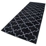 145x400 cm Geometrik Halı Siyah Geometrik Yün El Dokuma Modern Geometrik Etnik Eskitme Desenli Boho Oturma Odası Salon Yolluk Koridor Mutfak Halısı