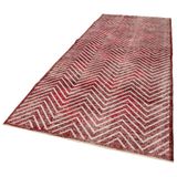 146x382 cm Geometrik Halı Kırmızı Geometrik Yün El Dokuma Modern Geometrik Etnik Eskitme Desenli Boho Oturma Odası Salon Yolluk Koridor Mutfak Halısı