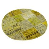147x147 cm Kırk Yama Sarı Yama Pamuklu El Yapımı Yuvarlak Parça Halı