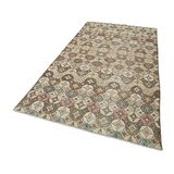 147x280 cm Kareli Kilim Kahverengi Kareli Yün El Dokuma Modern Geometrik Etnik Eskitme Desenli Boho Oturma Odası Salon Yolluk Koridor Mutfak Halısı