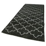 147x379 cm Geometrik Halı Siyah Geometrik Yün El Dokuma Modern Geometrik Etnik Eskitme Desenli Boho Oturma Odası Salon Yolluk Koridor Mutfak Halısı
