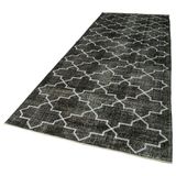 147x383 cm Geometrik Halı Siyah Geometrik Yün El Dokuma Modern Geometrik Etnik Eskitme Desenli Boho Oturma Odası Salon Yolluk Koridor Mutfak Halısı