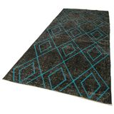 147x388 cm Geometrik Halı Siyah Geometrik Yün El Dokuma Modern Geometrik Etnik Eskitme Desenli Boho Oturma Odası Salon Yolluk Koridor Mutfak Halısı