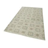 148x253 cm Kareli Kilim Bej Kareli Yün El Dokuma Modern Geometrik Etnik Eskitme Desenli Boho Oturma Odası Salon Yolluk Koridor Mutfak Halısı
