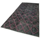148x352 cm Geometrik Halı Siyah Geometrik Yün El Dokuma Modern Geometrik Etnik Eskitme Desenli Boho Oturma Odası Salon Yolluk Koridor Mutfak Halısı
