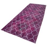 148x376 cm Geometrik Halı Pembe Geometrik Yün El Dokuma Modern Geometrik Etnik Eskitme Desenli Boho Oturma Odası Salon Yolluk Koridor Mutfak Halısı