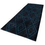 148x380 cm Geometrik Halı Siyah Geometrik Yün El Dokuma Modern Geometrik Etnik Eskitme Desenli Boho Oturma Odası Salon Yolluk Koridor Mutfak Halısı