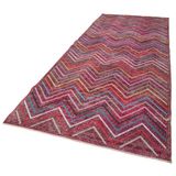 148x386 cm Geometrik Halı Mor Geometrik Yün El Dokuma Modern Geometrik Etnik Eskitme Desenli Boho Oturma Odası Salon Yolluk Koridor Mutfak Halısı