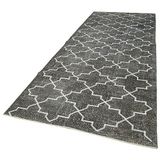 148x388 cm Geometrik Halı Gri Geometrik Yün El Dokuma Modern Geometrik Etnik Eskitme Desenli Boho Oturma Odası Salon Yolluk Koridor Mutfak Halısı
