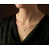 14K Altın 0.01ct Pırlantalı Kar Tanesi Kolye - Altın - Sarı