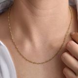 14K Altın Kaplama Peridot Taşlı Rosary Zincir Gümüş Kolye Açık Yeşil Doğum Taşı - Cns00629
