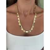 14K Altın Kaplama Yarım Pul Plaka Kolye 57Cm