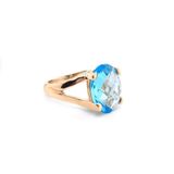 14k Altın Mavi Topaz Taşlı Yüzük