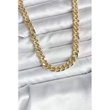 14K Gold Renk Kaplama Kalın Zincir Model Cm Kadın Kolye 5886