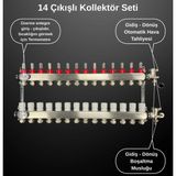 14'lü Yerden Isıtma Kollektör Seti Debimetreli Paslanmaz