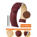 14mm-16mm-18mm-20mm-22mm-24mm-26mm-28mm saatlerle uyumlu soft deri saat kordonu kayışı al11-kb-k - 14 mm - Kahverengi