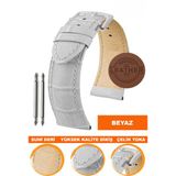 14mm-16mm-18mm-20mm-22mm-24mm-26mm-28mm saatlerle uyumlu soft deri saat kordonu kayışı al11-kb-w - 24 mm - Beyaz