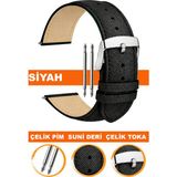 14mm-16mm-18mm-20mm-22mm saatlerle uyumlu baskılı model deri saat kordonu kayışı al11ımp-sıyah - 16 mm - Siyah