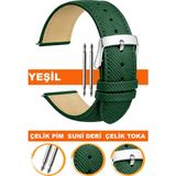 14mm-16mm-18mm-20mm-22mm saatlerle uyumlu baskılı model deri saat kordonu kayışı al11ımp-yesıl - 20 mm - Yeşil