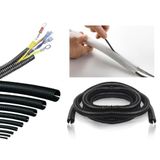 14mm Kablo Tesisat Gizleme Düzenleme Spiral Yarıklı Hortum Siyah Renk (10 Metre)