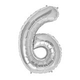 14Süs 6 Rakam Silver Folyo Balon Sayılı Balon 100 Cm Dev Boy
