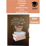 14X20 cm 64 Yaprak Çizgili Desenli Sayfalı Kilitli Hatıra Defteri Günlük Kahve Seri Coffee Notebook - Çok Renkli - standart