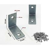 15 Ad. L Demir Gönye Köşebent 15X25X25MM - Mobilya Dolap Köşe Bağlantı Birleştirme Sabitleme Aparatı