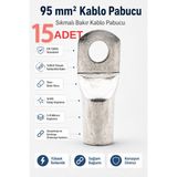 15 Adet 95 Mm² Sıkmalı Bakır Kablo Pabucu Kalay Kaplı Yüksek Iletkenlikli Papuç