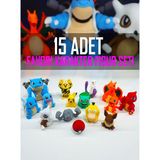 15 Adet Mega Pokemon Figür Seti Mewtwo, Blastoise, Charizard, Pikachu, Bulbasaur 5-8 cm