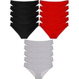 15 Adet Süper Eko Set Likralı Kadın Slip Külot Siyah Kırmızı Gri - XL - Renkli