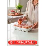 15 Bölmeli Plastik Kapaklı Yumurta Saklama Kutusu