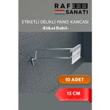 15 Cm, Etiketli Delikli Pano Kancası 10 Adet, Tel Askı Kancası, Delikli Panel Raf Askısı, Fon Kancası