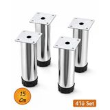 15 Cm Krom Mobilya Ayağı 4’Lü Set Ayarlanabilir Tabanlı Metal Dolap Masa Ayağı