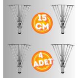 15 cm Metal 3 Telli Koltuk Ayağı Mobilya Ayağı Ünite Ayağı Konsol Ayağı Puf Berjer Ayağı (4 Adet) - Krom