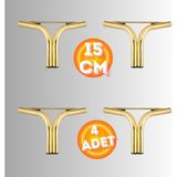 15 cm Metal Magnolia Koltuk Ayağı Mobilya Ayağı Ünite Ayağı Konsol Ayağı Puf Berjer Ayağı (4 Adet) - Gold